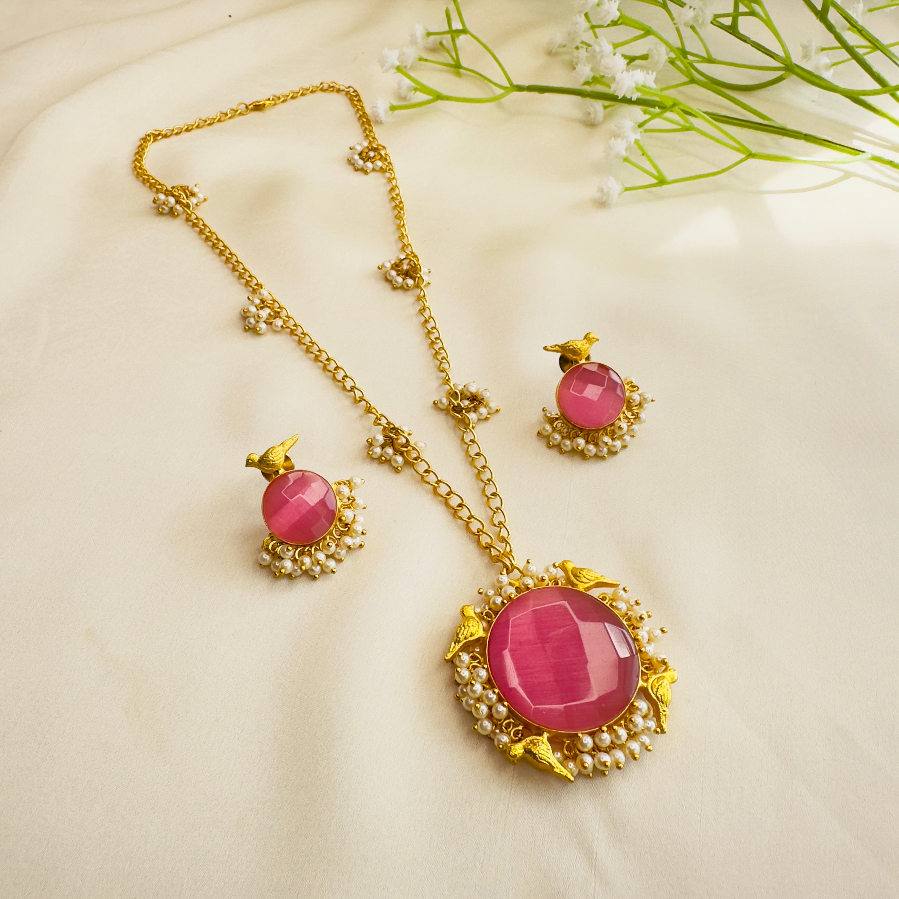 Pearl Work Chain Pendant Set – Stridhan