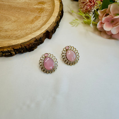 Golden Colorful Stud Earrings