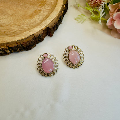 Golden Colorful Stud Earrings