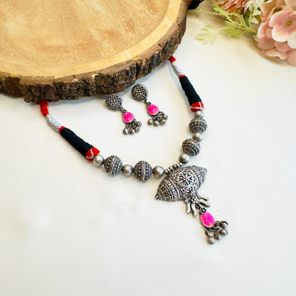 Silver Replica Thread Necklace set