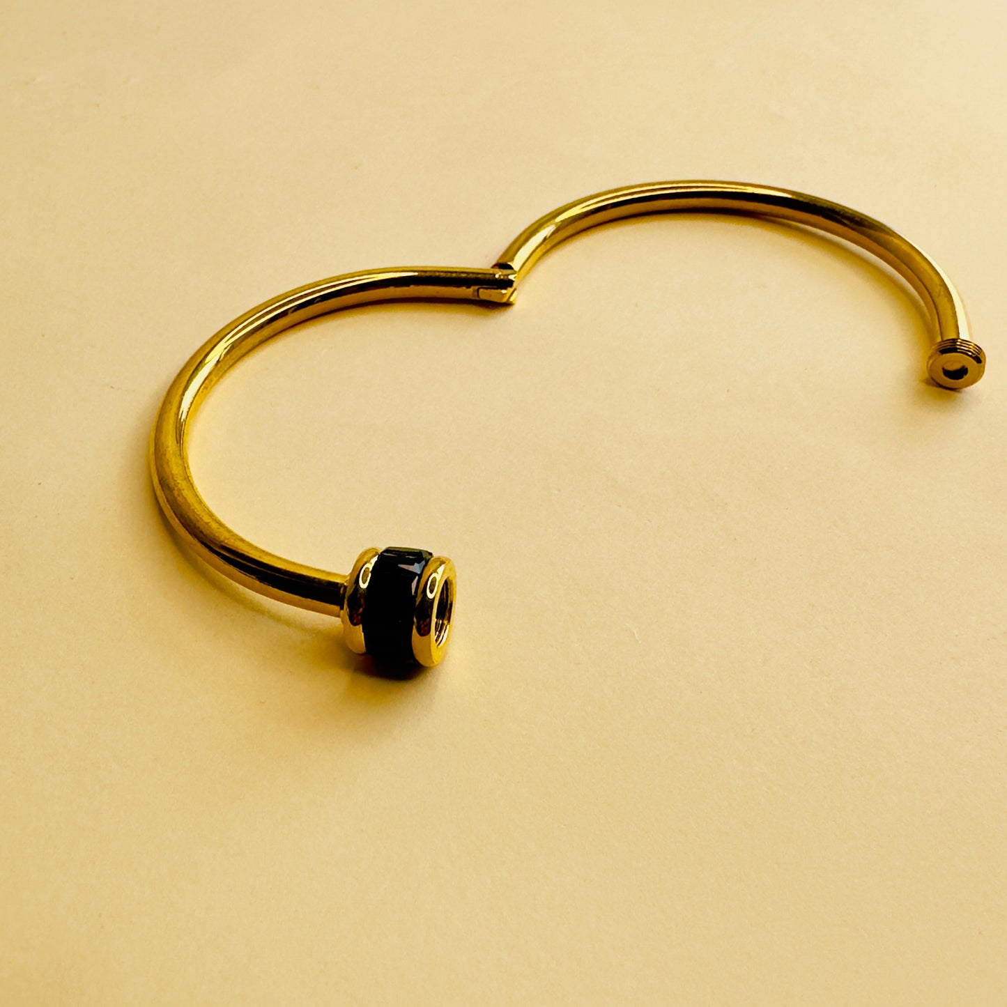 Stainless Steel 18K Gold Plated Black Bracelet