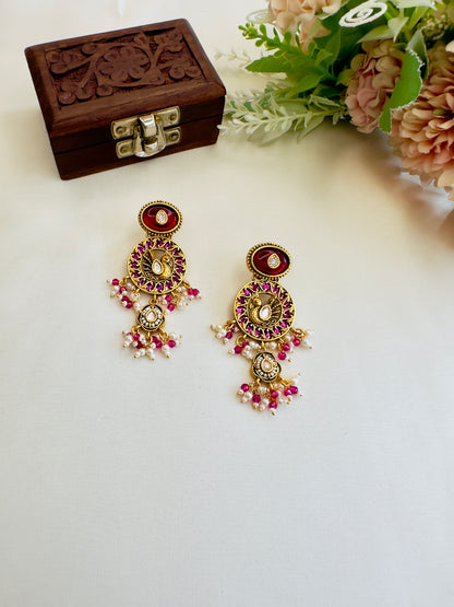 Peacock Rajwadi Ruby Earrings