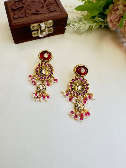 Peacock Rajwadi Ruby Earrings