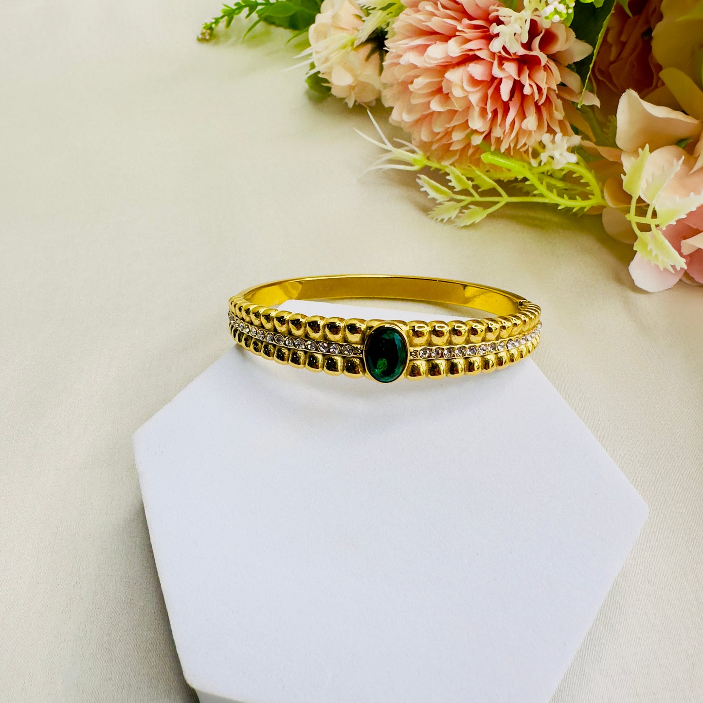 Tarnish Free Green Stone Bracelet