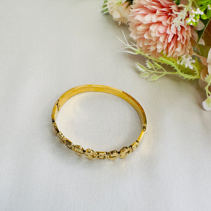 Stainless Steel 18K Gold Plated Floral Bracelet