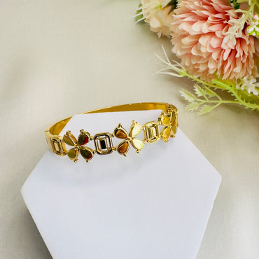 Stainless Steel 18K Gold Plated Floral Bracelet