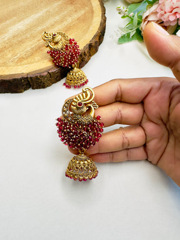 Peacock Hydro beads Earrings