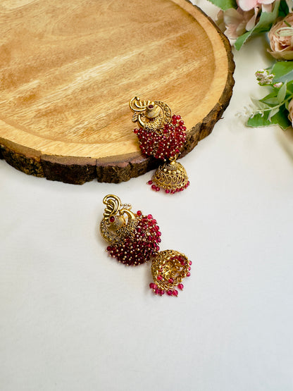 Peacock Hydro beads Earrings