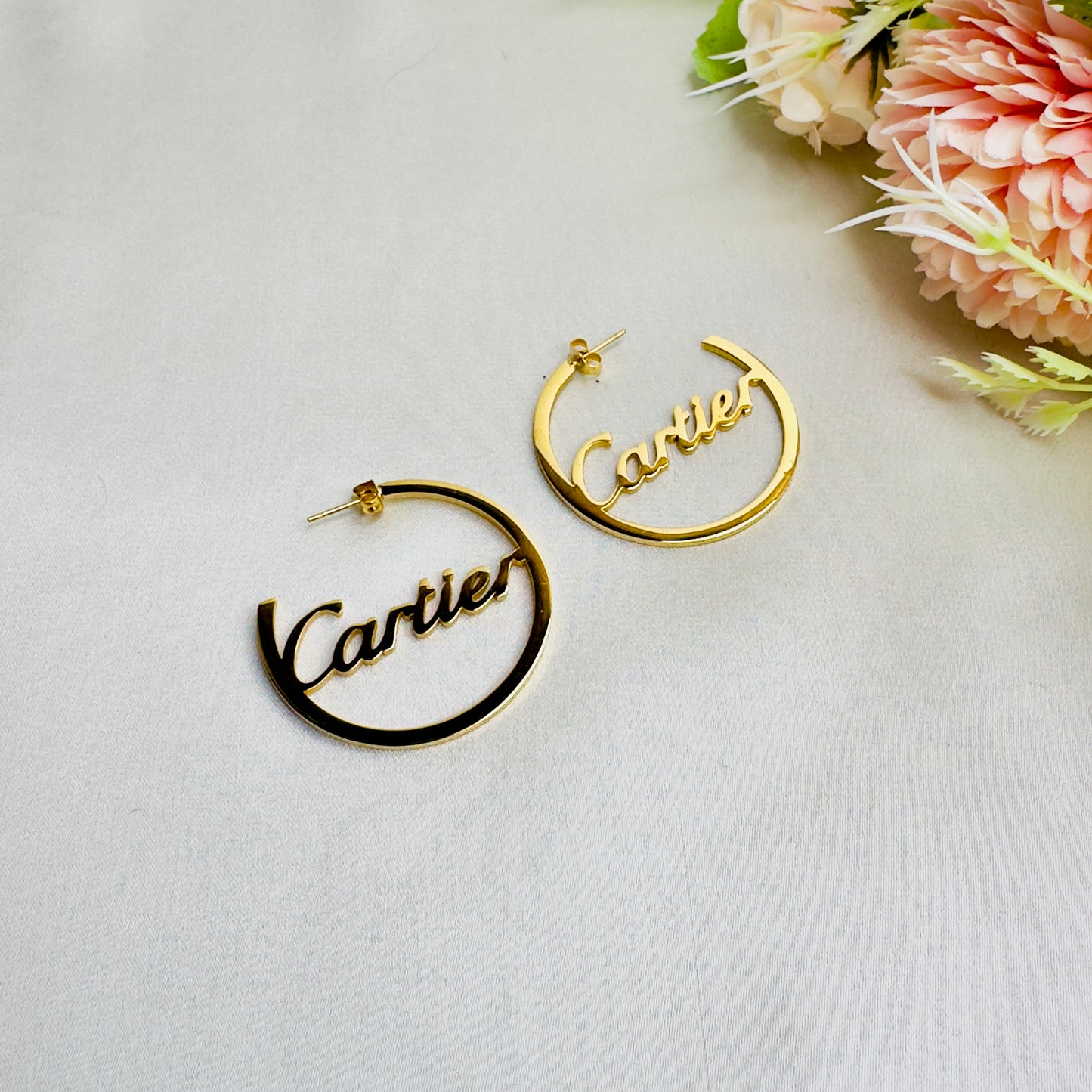 Stainless Steel 18K Gold Plated Cartier Hoops