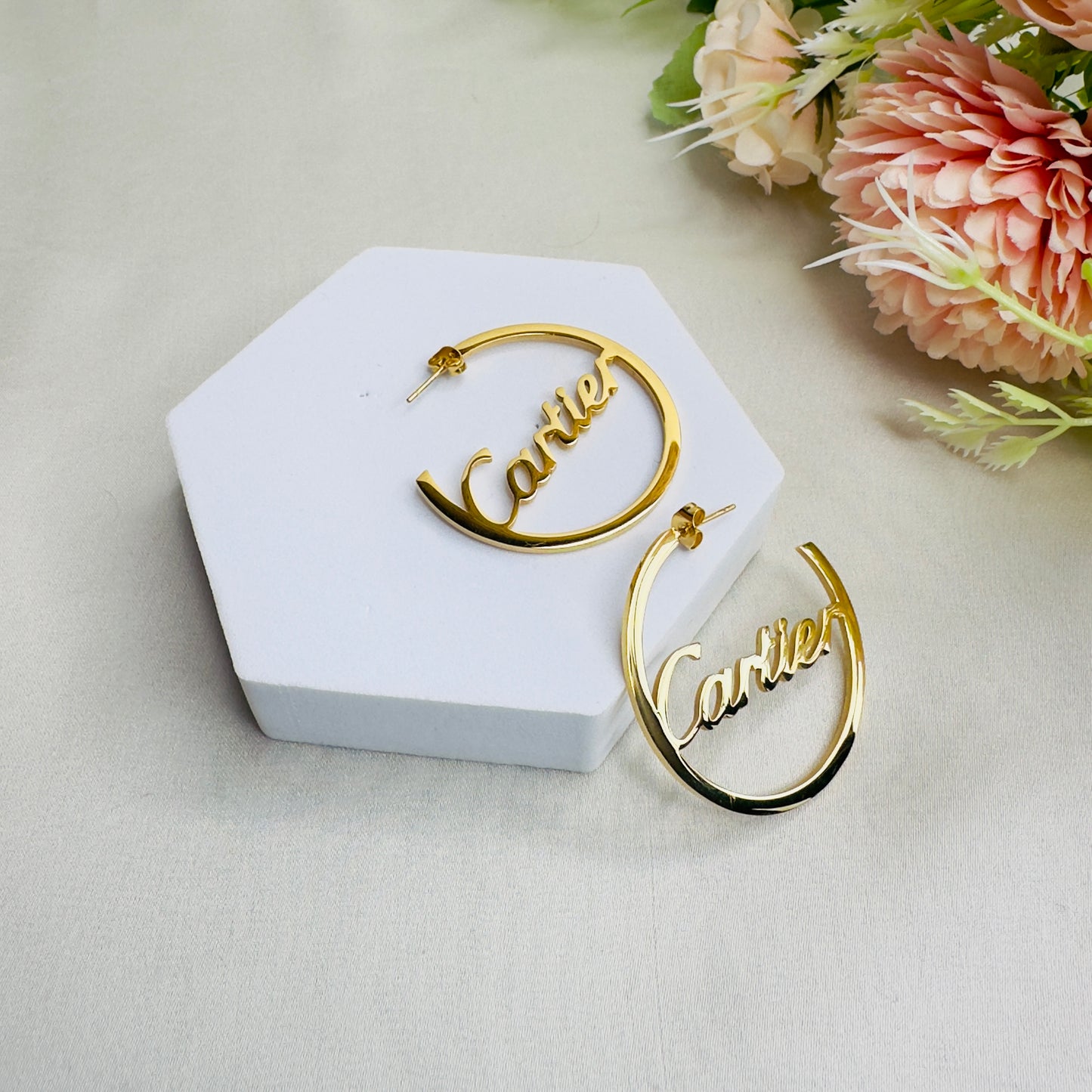 Stainless Steel 18K Gold Plated Cartier Hoops