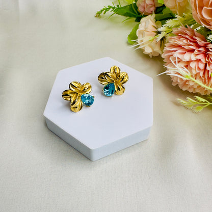 Stainless Steel 18K Gold Plating Floral Studs