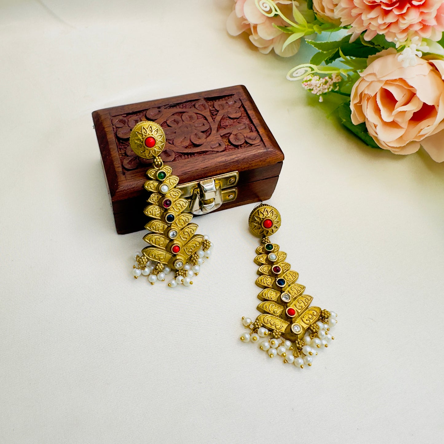 Multicolor Pearl work Earrings