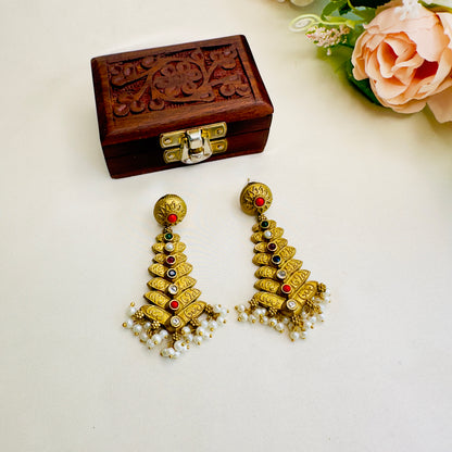 Multicolor Pearl work Earrings