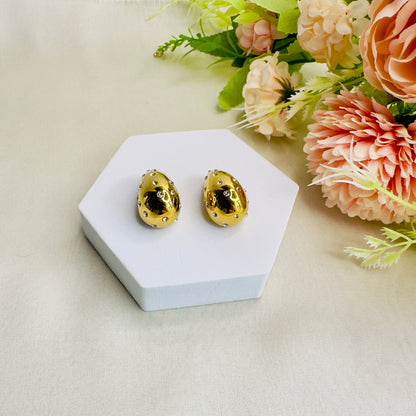 Stainless Steel 18K Gold Plated Drop Studs