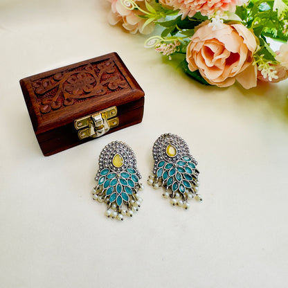 Yellow Blue Silver Replica Stud Earring