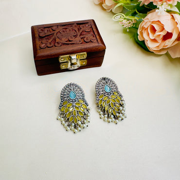 Yellow Blue Silver Replica Stud Earring