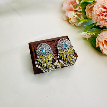 Yellow Blue Silver Replica Stud Earring