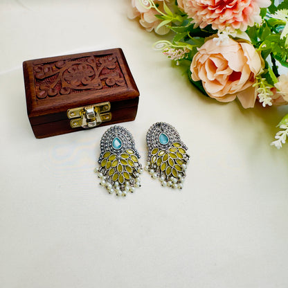 Yellow Blue Silver Replica Stud Earring