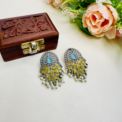 Yellow Blue Silver Replica Stud Earring