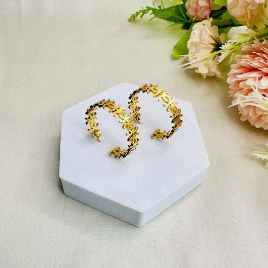 Tarnish Free 18K Gold Plated Brand Inspired Hoops