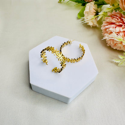 Tarnish Free 18K Gold Plated Brand Inspired Hoops