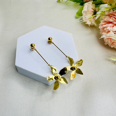 Tarnish Free 18K Gold Plated Flower Danglers