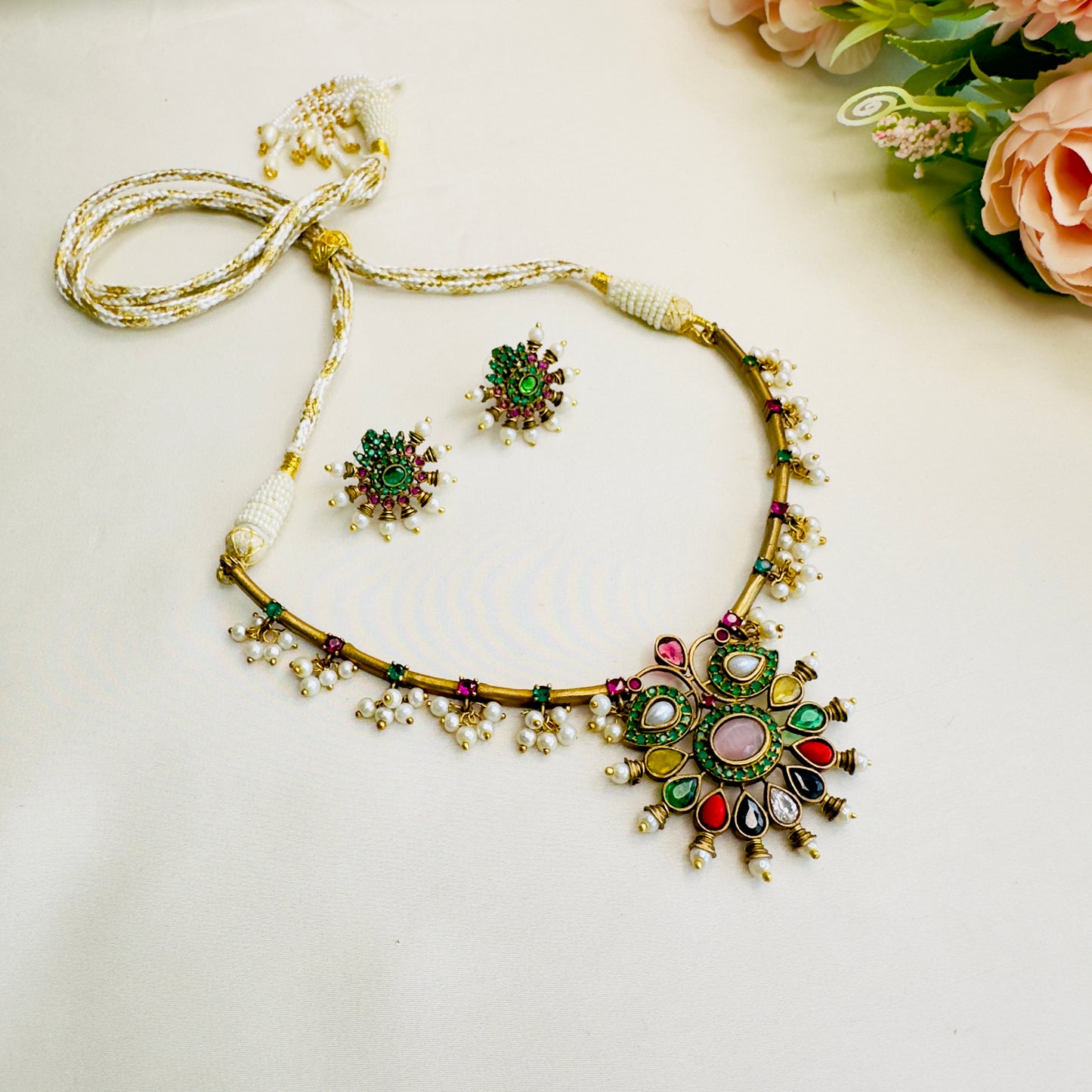 Multicolor Apala Polish Delicate Necklace Set