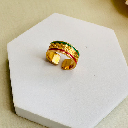 Tarnish Free Brand inspired Red Green Ring