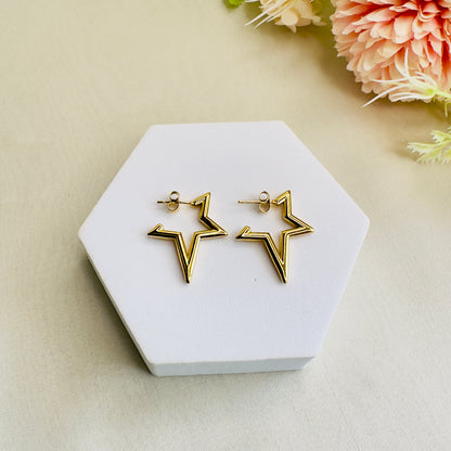 Tarnish Free 18K Gold Plated Star Studs