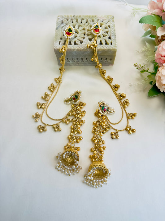 Kashmiri Jhumka with Ear chain