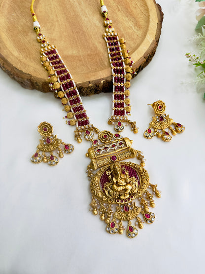 Ganapati Motif Hydro Piyoyee Necklace Set