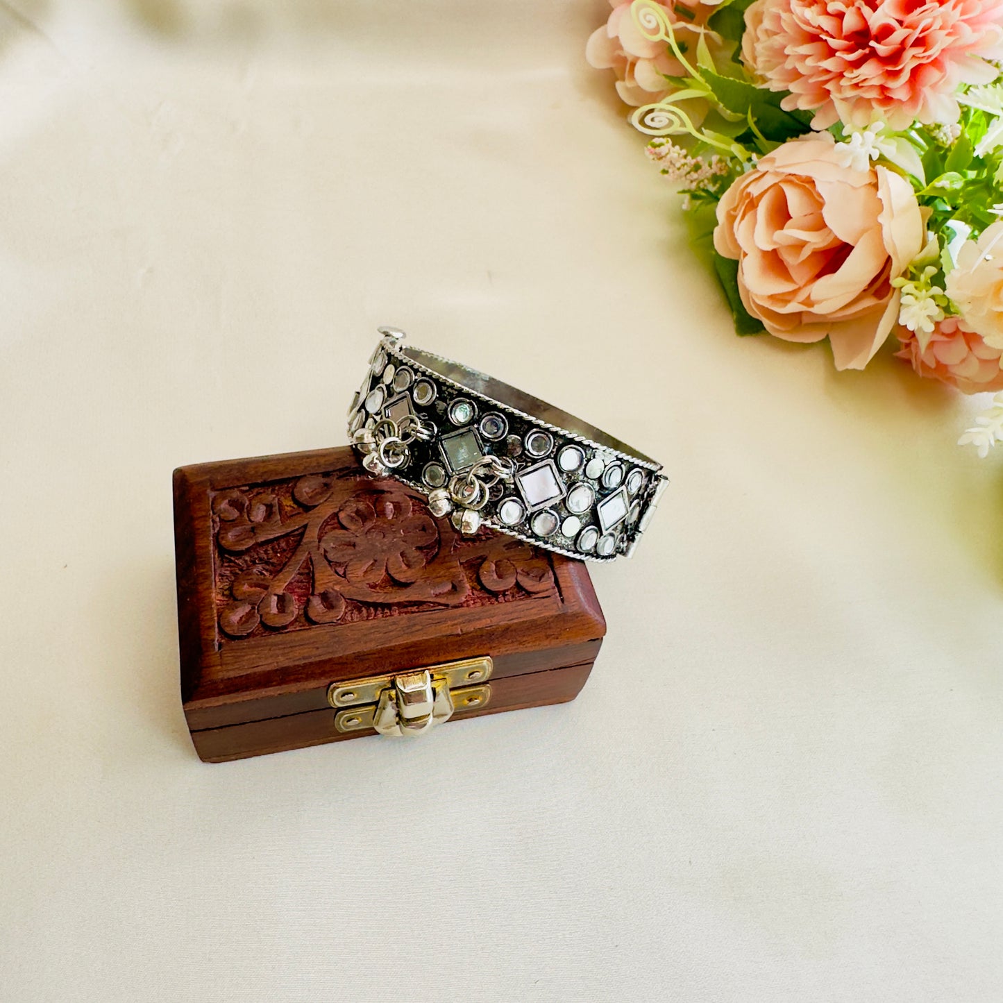 Silver Mirror Oxidized Bracelet