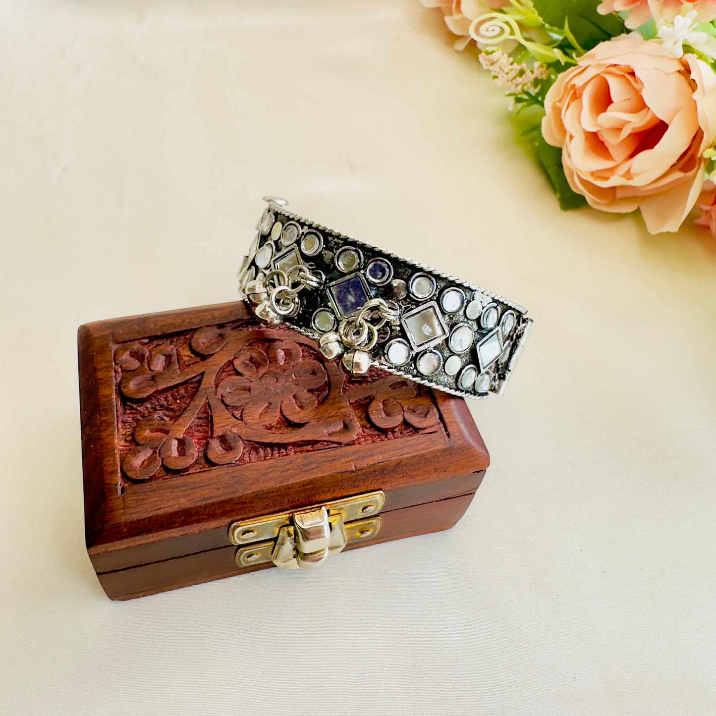 Silver Mirror Oxidized Bracelet