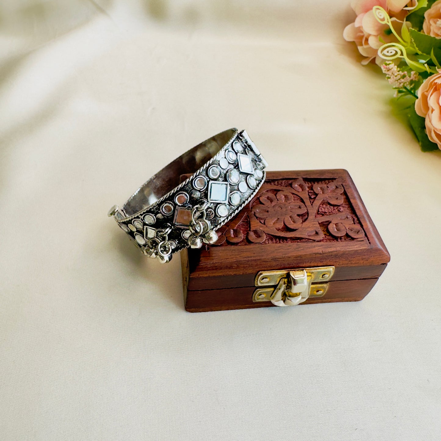 Silver Mirror Oxidized Bracelet