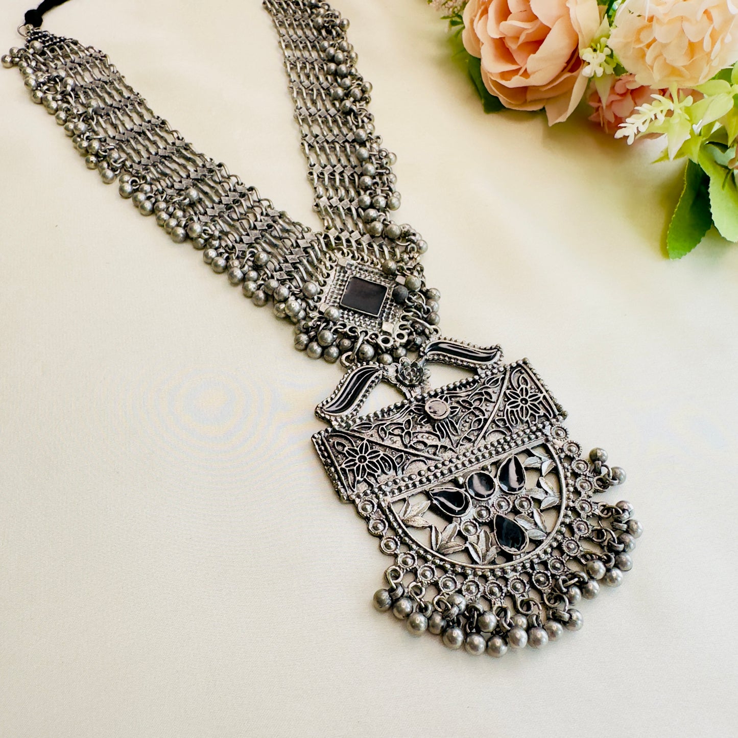 Long Oxidized Necklace Set