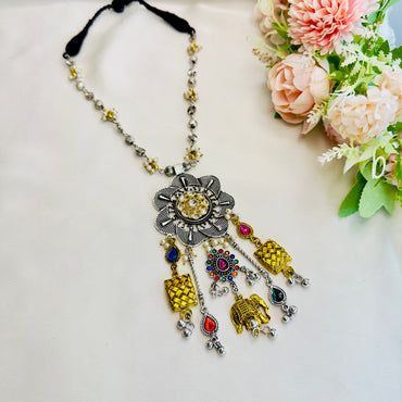 Multicolor Oxidized Necklace Set