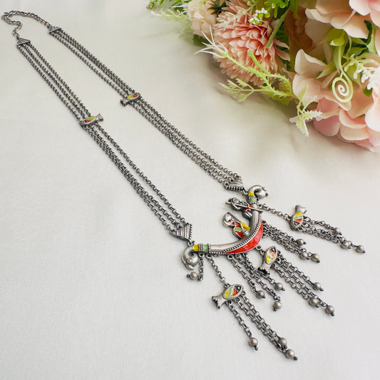 Silver Tone Colorful Necklace