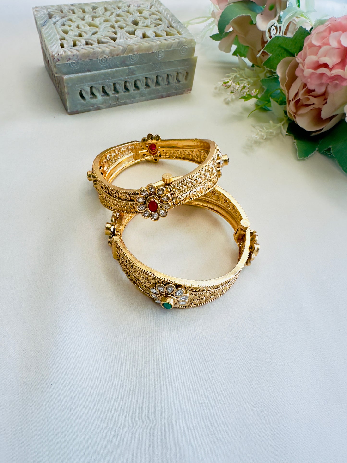 Beautiful Flower Motif Bangles