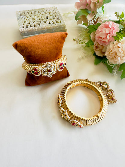 Three Jhumki Rajwadi Kada Bangles