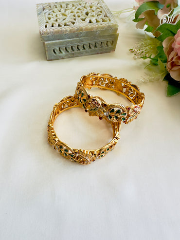 Peacock Motif Meenakari Bangles