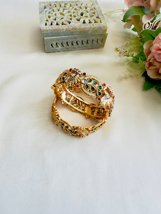 Peacock Motif Meenakari Bangles