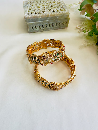 Peacock Motif Meenakari Bangles