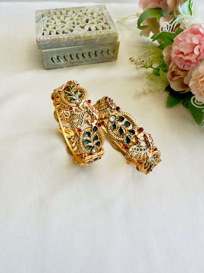 Peacock Motif Meenakari Bangles