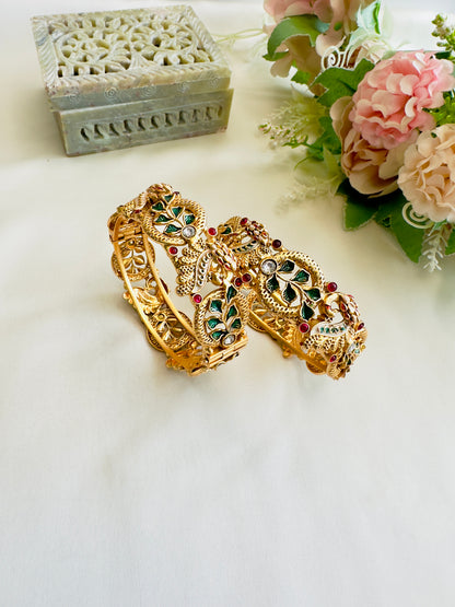 Peacock Motif Meenakari Bangles