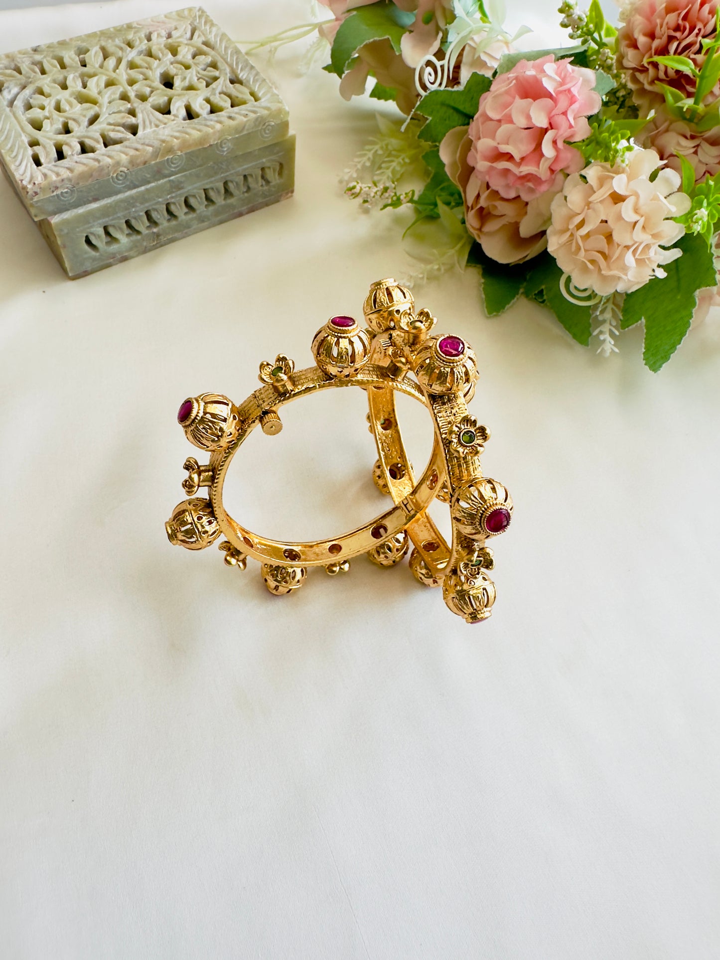 Ruby Green stone Bangles