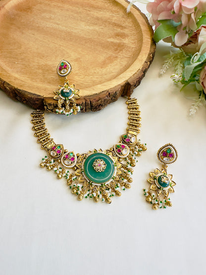 Colorful Center Stone Necklace Set