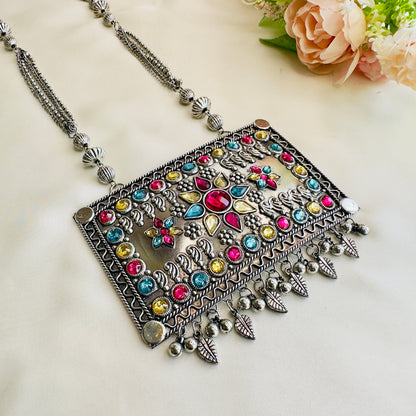 Long Big Pendant Multicolor Necklace