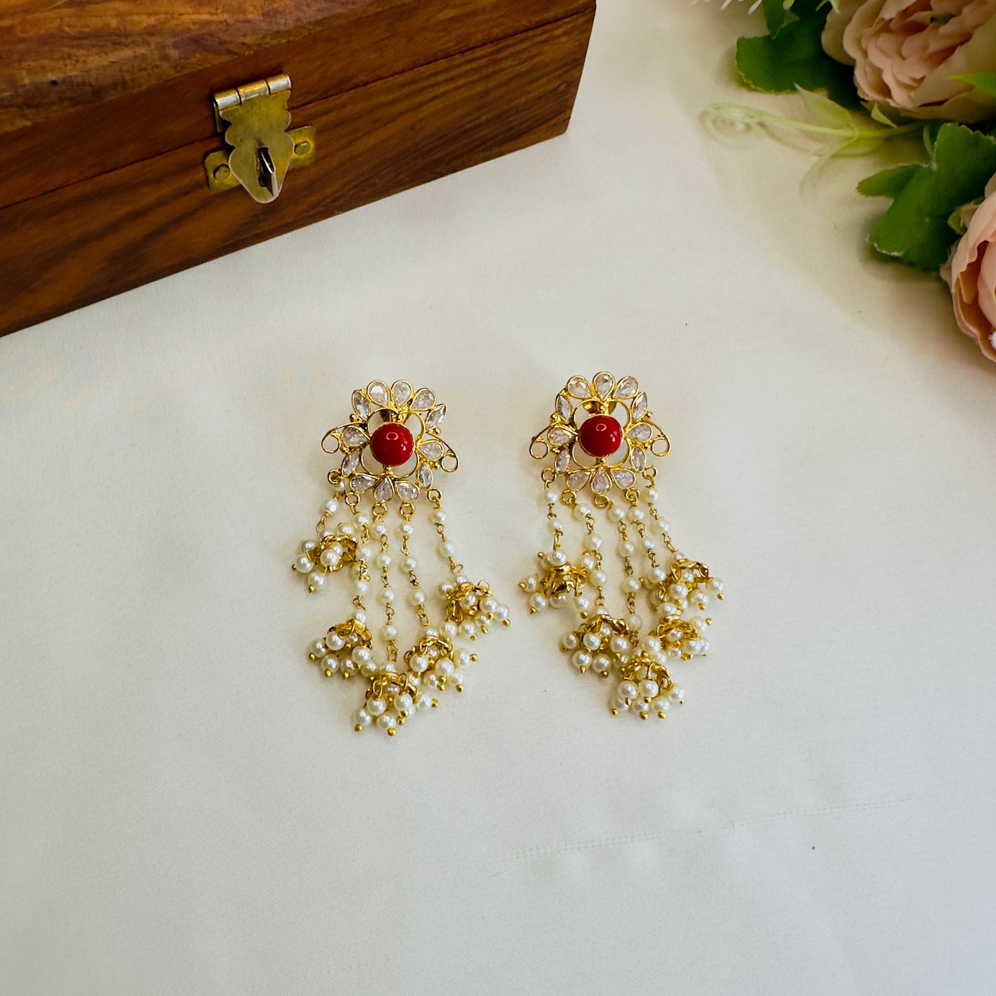 Coral Polki Earrings