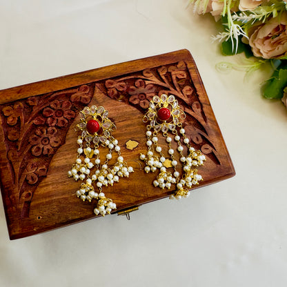 Coral Polki Earrings