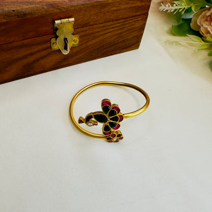 Jadau Peacock Flower Design Bracelet